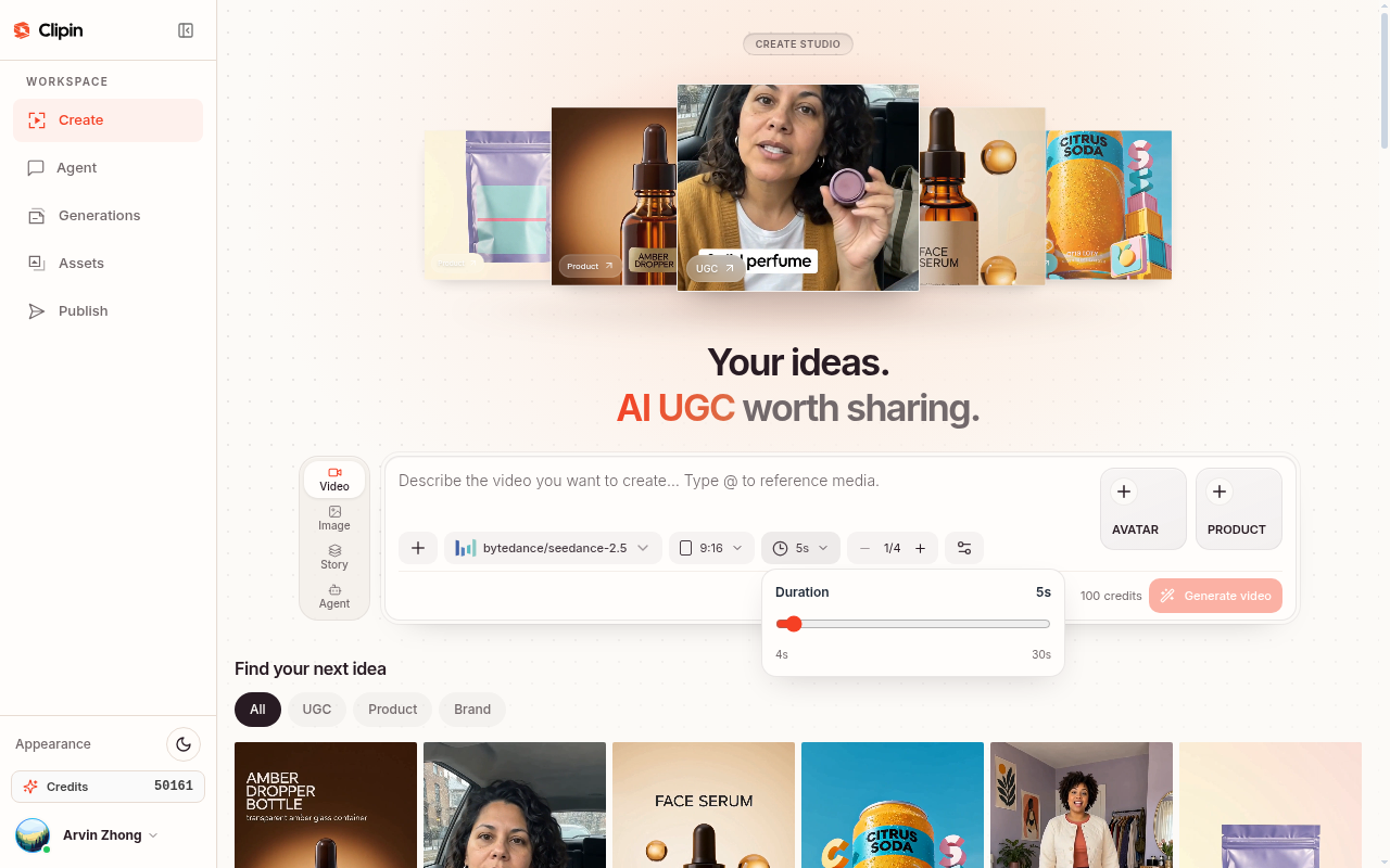 Create → Video duration controls
