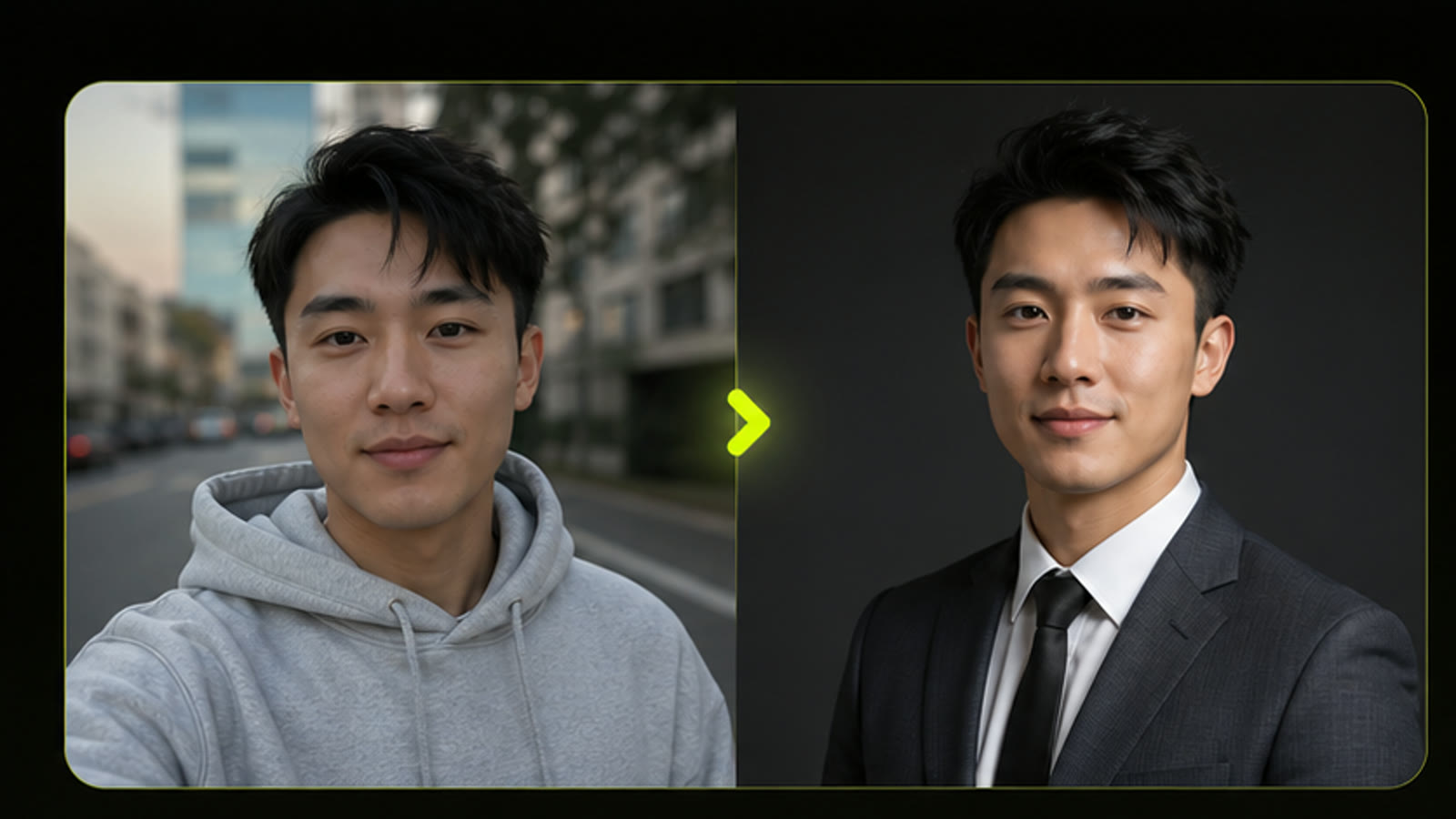 AI headshot generator reference photo to profile portrait example
