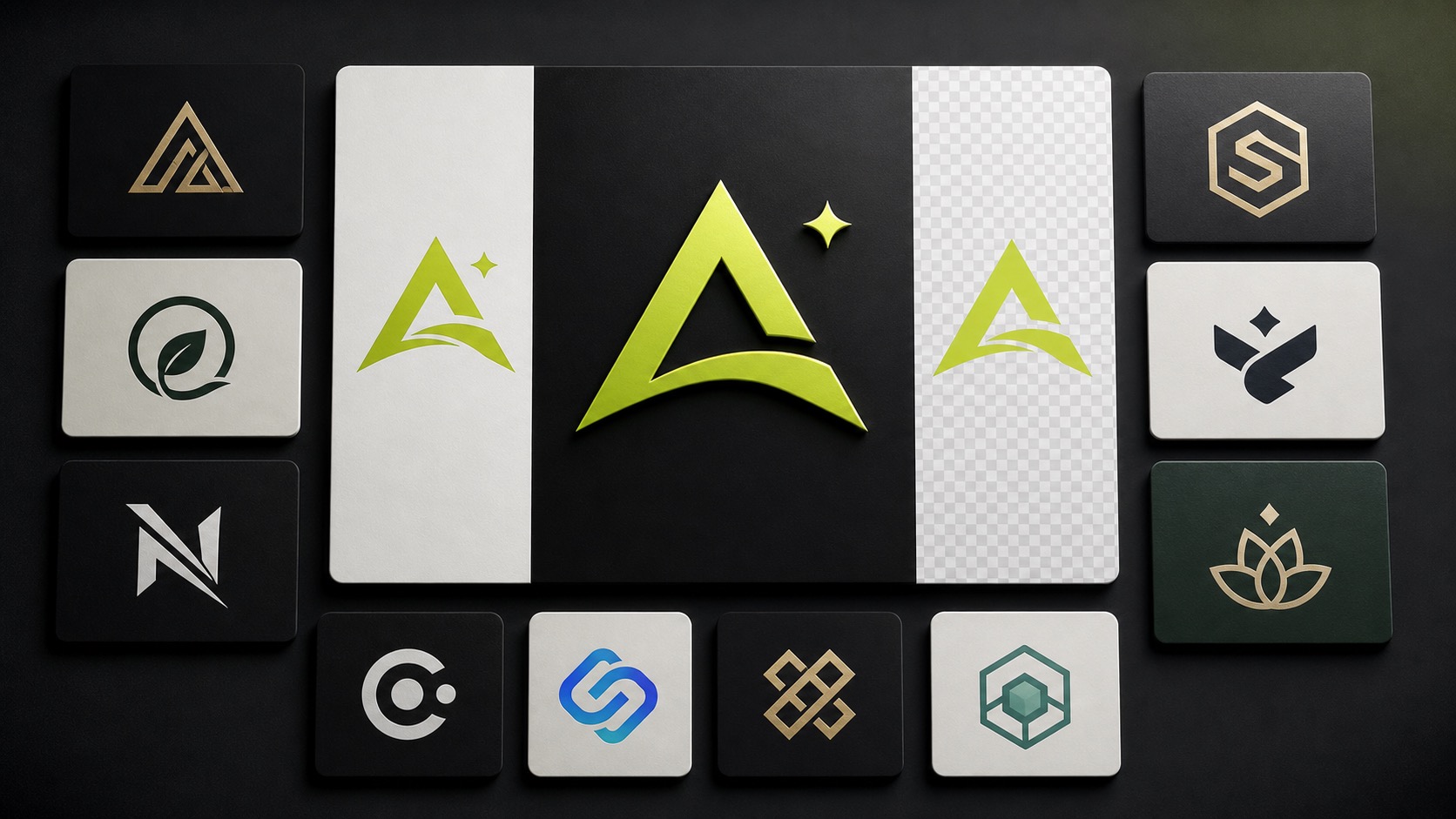 AI logo generator brand mark concept grid